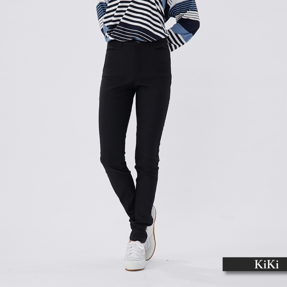【KiKi】修身顯瘦合身-長褲(卡其色)