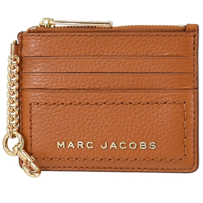 MARC JACOBS 金屬LOGO 6卡鑰匙釦環零錢包(焦糖)