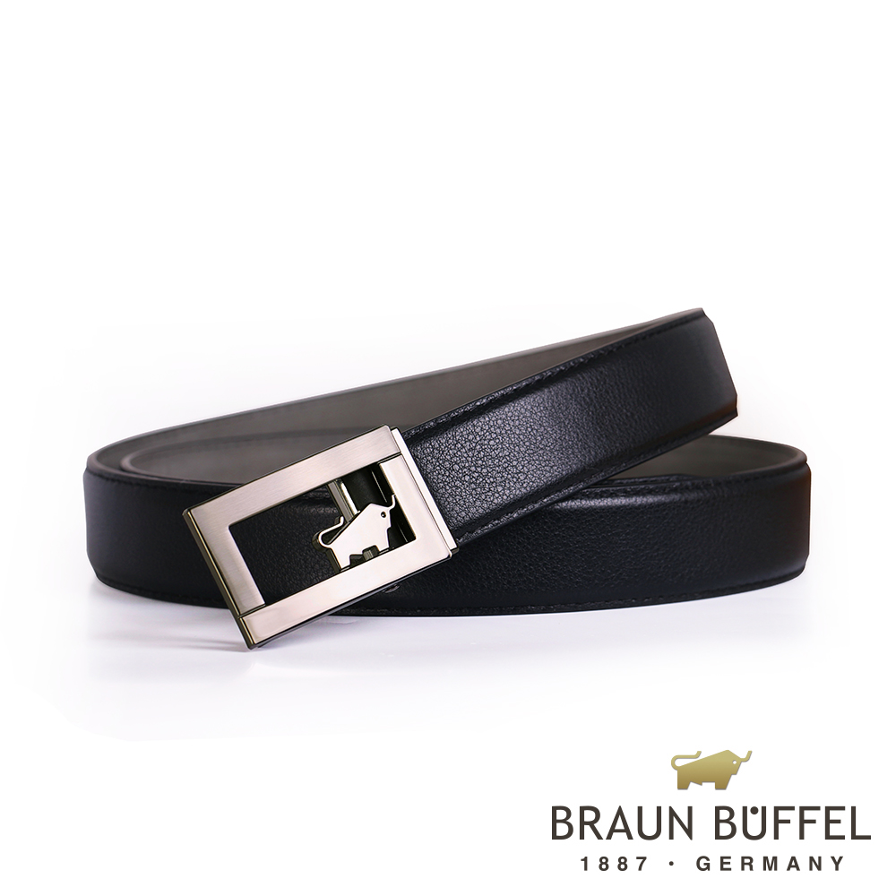 BRAUN BUFFEL - 經典鏤空LOGO自動扣皮帶 - 鎗色