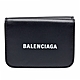 BALENCIAGA 經典品牌LOGO小牛皮迷你暗釦三折短夾(黑) product thumbnail 1