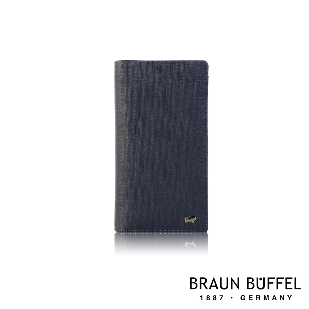 【BRAUN BUFFEL 德國小金牛】台灣總代理 戰神 17卡拉鍊零錢袋長夾-藍色/BF378-631-NY