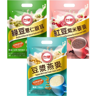 台糖 豆漿燕麥/紅豆紫米藜麥/綠豆薏仁銀耳各2袋(共6袋;10包/袋)