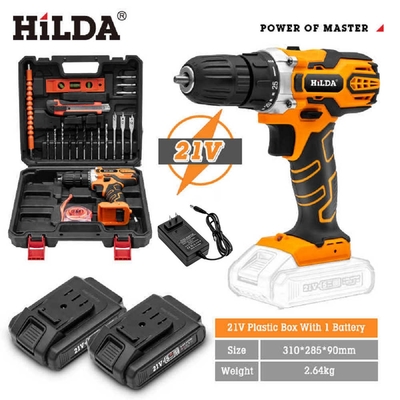 【HILDA】希爾達系列21V電鑽起子+2０件工具組 (雙電組 )