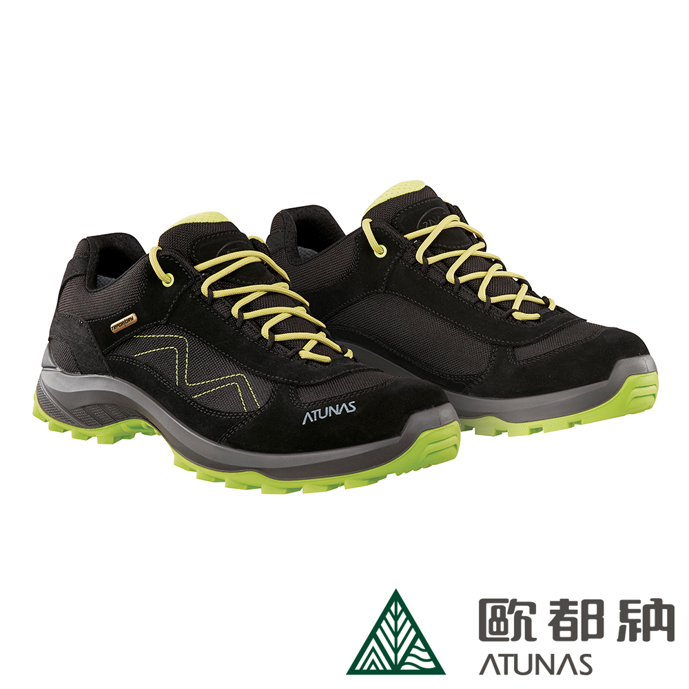 【ATUNAS 歐都納】男防水透氣耐磨防滑低筒登山鞋/健行鞋GC-1804黑綠