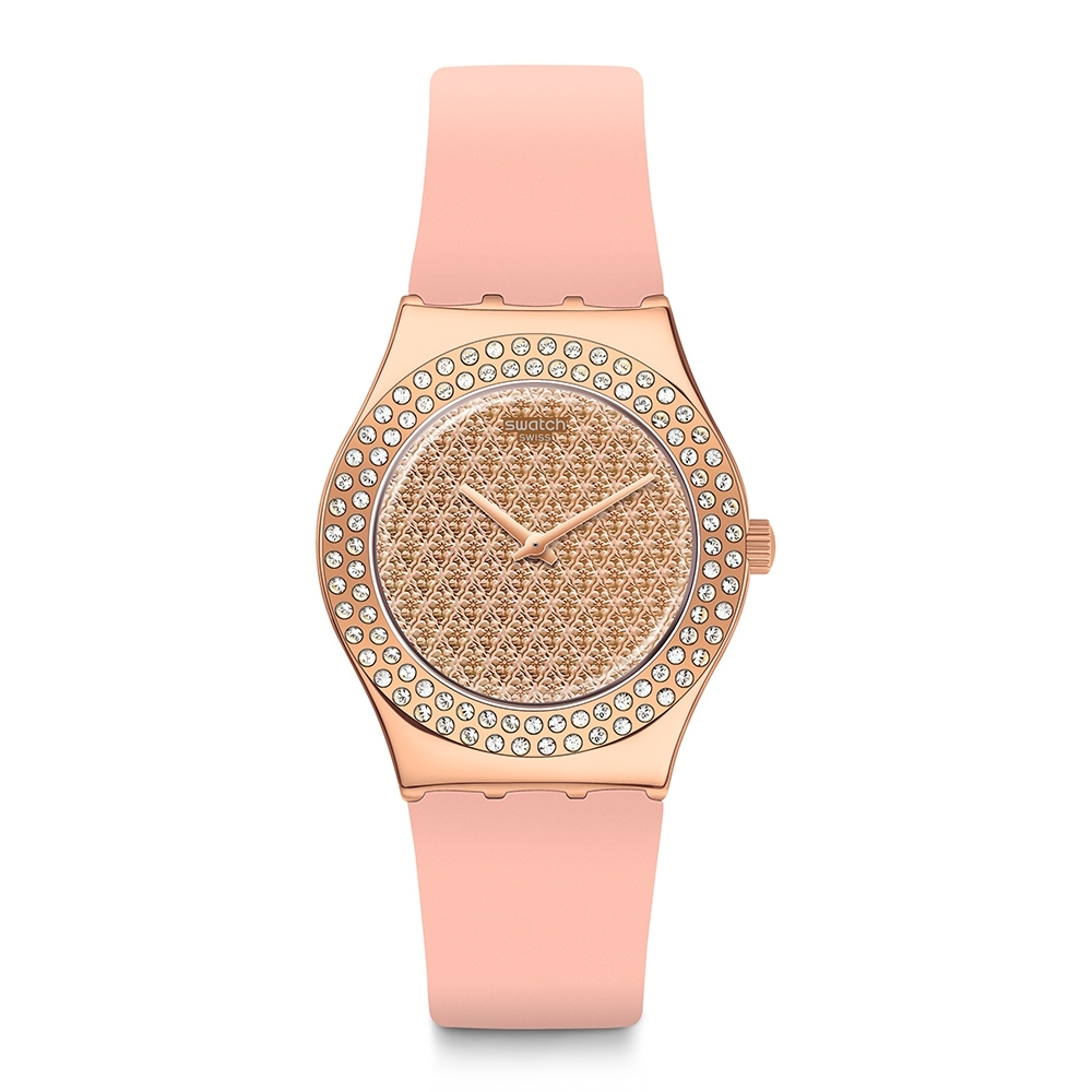 Swatch I Medium Standard 金屬系列手錶 粉鑽光芒-33mm