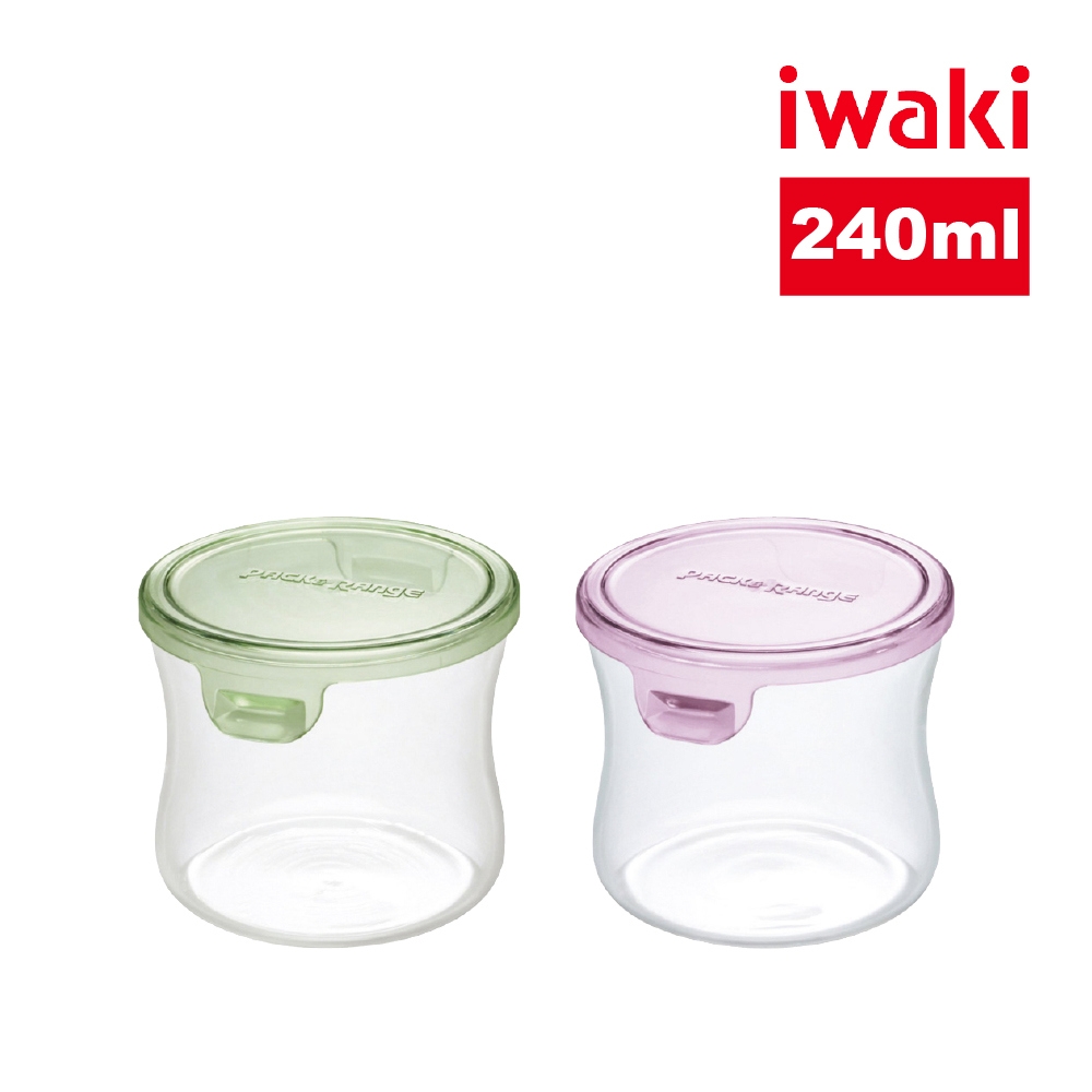 【iwaki】耐熱玻璃圓形微波保鮮盒-240ml(二色任選)