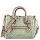 MICHAEL KORS Carine 金字大圓標Logo防刮滿版花邊小機車兩用包(鼠尾草綠色) product thumbnail 1