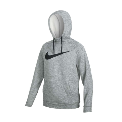 NIKE 男內刷毛長袖連帽T恤-DRI-FIT 保暖 帽T 休閒 上衣 CU6240-063 麻花灰黑