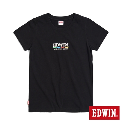 EDWIN 復古光譜印花短袖T恤-女-黑色