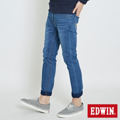 EDWIN 大尺碼迦績褲JERSEYS復古棉感窄直筒褲-男-拔洗藍