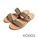 KOKKO個性金屬飾扣雙寬帶拖鞋墨綠色 product thumbnail 1