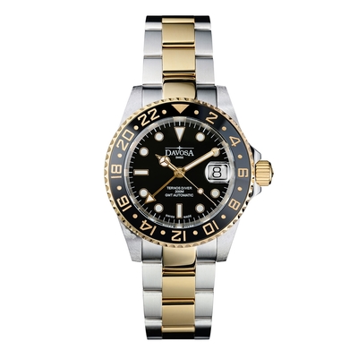 DAVOSA 161.591.50 40mm TT GMT 雙時區潛水專用️錶-PVD 金色/三排半金鋼帶款