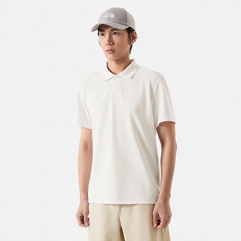 The North Face 北臉 上衣 男款 短袖上衣 運動 POLO衫 M PIQUE POLO 米白 NF0A7WD2QLI