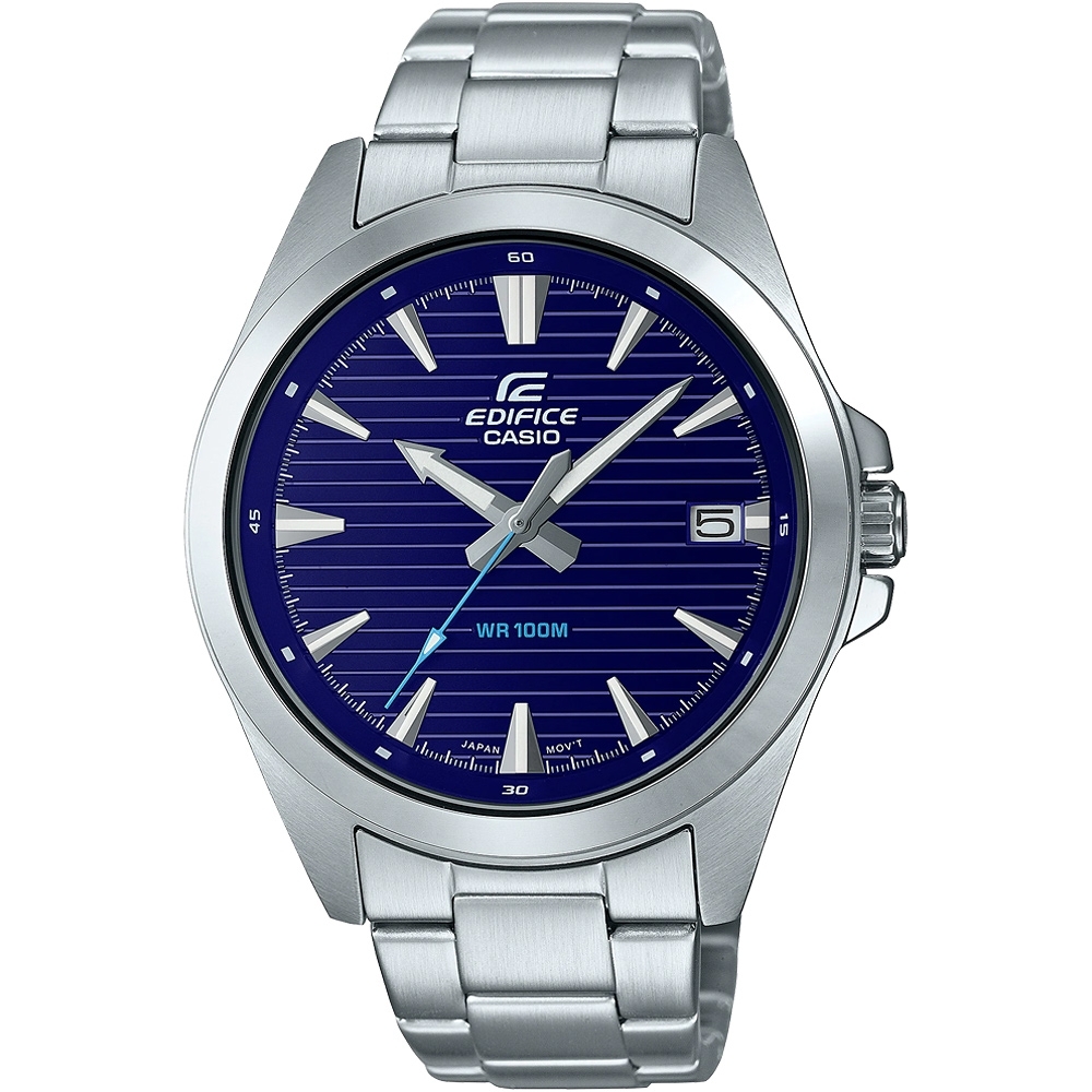 CASIO 卡西歐 EDIFICE 簡約運動風大三針手錶 迎春好禮-藍 EFV-140D-2A