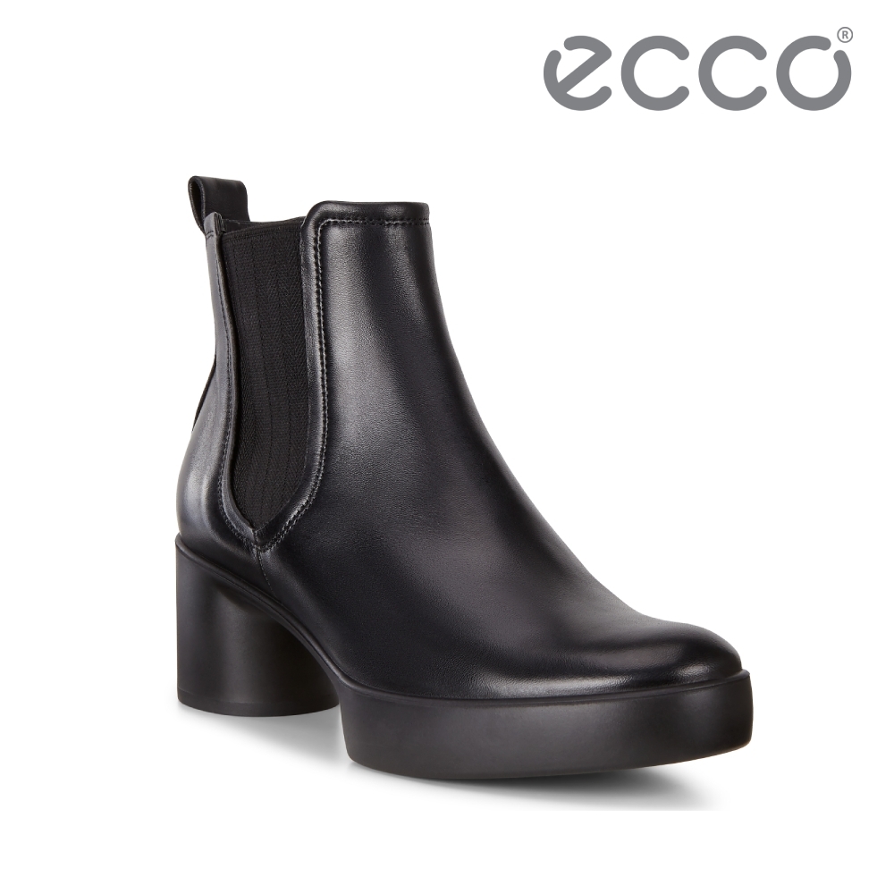 ECCO SHAPE SCULPTED MOTION 35 復古粗跟踝靴 女-黑