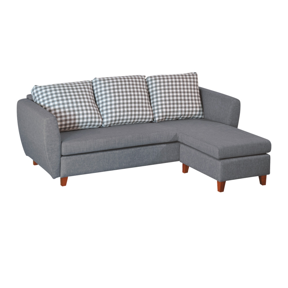 【文創集】雪莉亞 時尚雙色耐磨布紋皮革L型沙發組合(三人座＋椅凳)-209x157x73cm免組