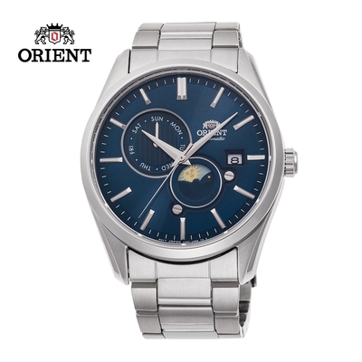 ORIENT 東方錶 SUN&MOON系列 日月相錶 鋼帶款 藍面 RA-AK0308L - 41.5 mm
