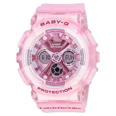 CASIO 卡西歐 Baby-G 嘻哈復古風格半透明雙顯手錶 送禮推薦 BA-130CV-4A