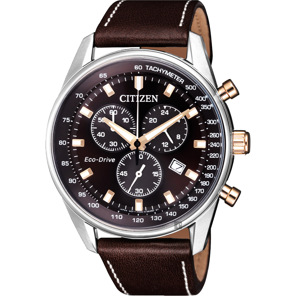 CITIZEN 星辰 限量光動能計時手錶-咖啡/40mm(AT2396-19X)