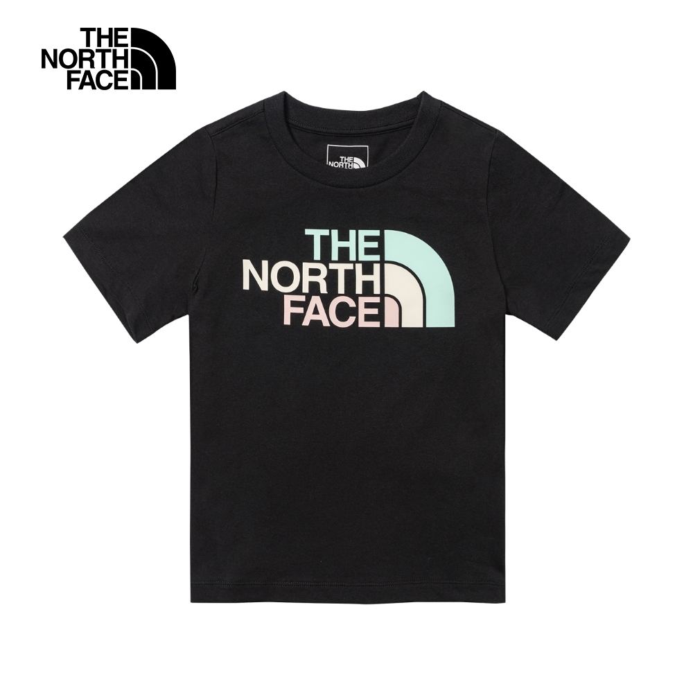 【The North Face 官方旗艦】北面兒童黑色純棉多彩品牌LOGO短袖T恤｜88MEJK3