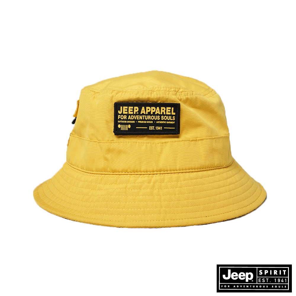 JEEP 調節式LOGO圖騰漁夫帽 -黃