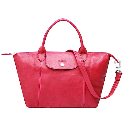 LONGCHAMP LE PLIAGE CUIR 小羊皮短把手提/斜背包(小-玫瑰粉)
