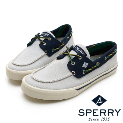 SPERRY 時尚學院經典帆布帆船鞋(男)-灰/海軍藍