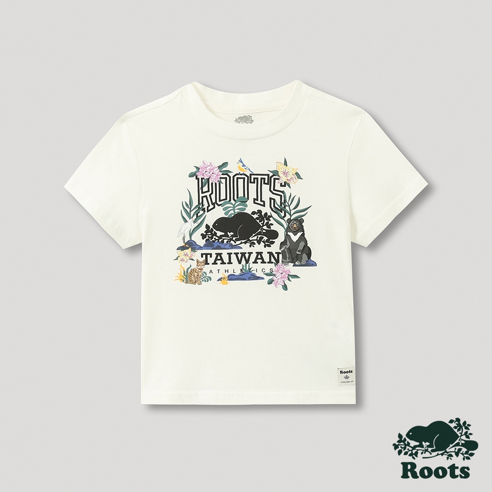 Roots 大童- 台灣日系列 動物元素短袖T恤-白色