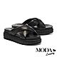 拖鞋 MODA Luxury 叛逆時髦厚實感牛皮厚底拖鞋－黑 product thumbnail 1