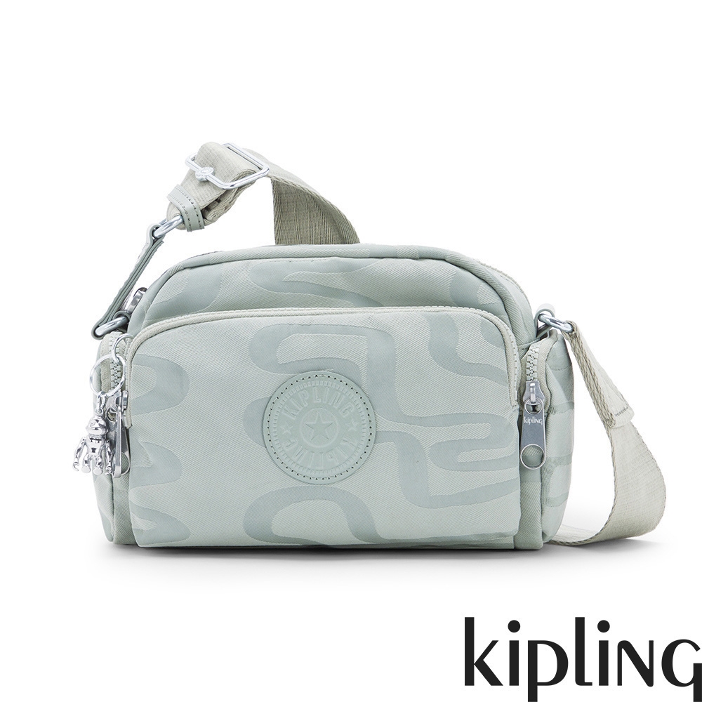 Kipling 蘋果綠不規則條紋隨身斜背包-JENERA S