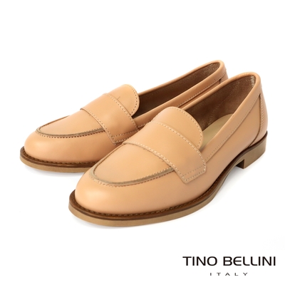 Tino Bellini 義大利進口學院文藝氣質牛皮樂福鞋-米