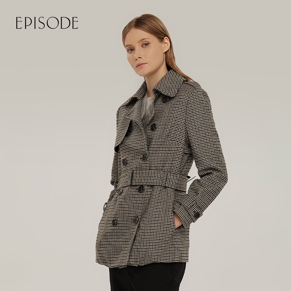EPISODE - 羊毛混紡雙排扣英倫風格紋外套114406