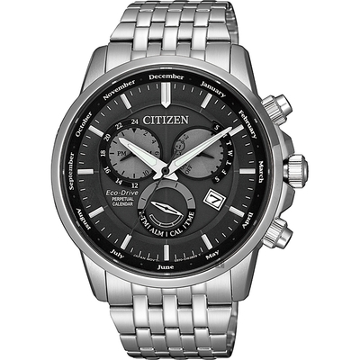 CITIZEN 星辰 光動能萬年曆手錶 送禮首選-灰x銀/42mm BL8150-86H