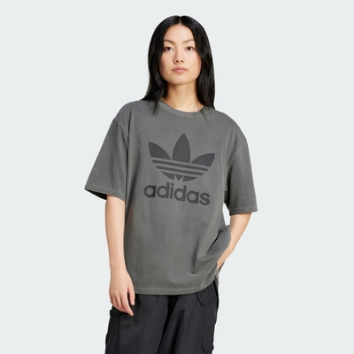 adidas 愛迪達 上衣 女款 短袖上衣 運動 三葉草 灰 IN2268