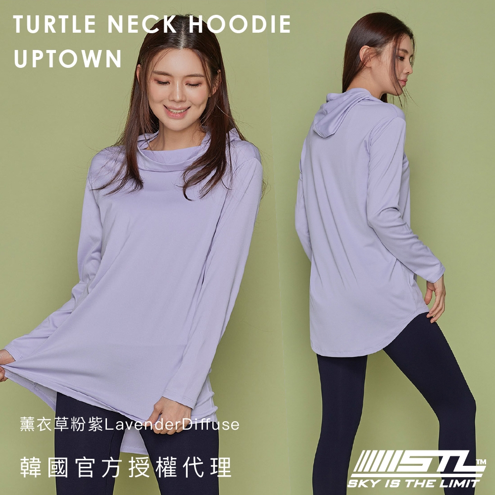 STL yoga 韓國 UPTOWN ROND HOODIE LS 輕薄 女 長版 蓋臀 長袖 上衣 連帽T 瑜珈 運動 機能 薰衣草粉紫L.Diffuse