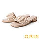 ORIN 抓皺珍珠羊皮低跟拖鞋 粉紅 product thumbnail 1