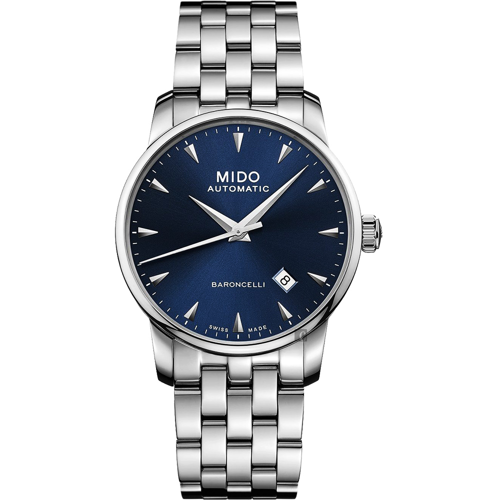 MIDO 美度 官方授權 永恆系列午夜藍機械男錶-藍x銀/38mm M86004151