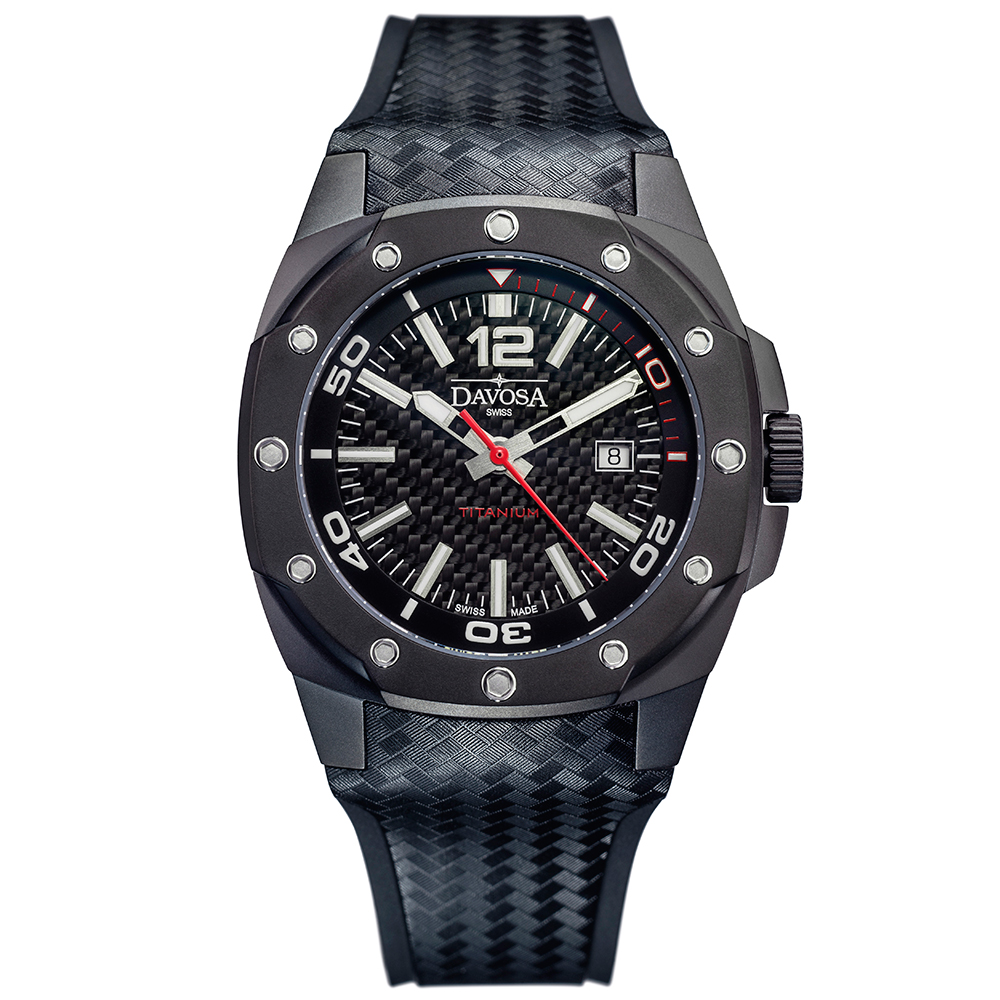 DAVOSA NEW Titanium 極限競技純鈦手錶-碳纖維錶面/PVD黑47mm