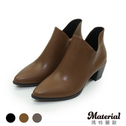 Material瑪特麗歐 MIT 短靴 簡約尖頭側拉鍊短靴 T9832