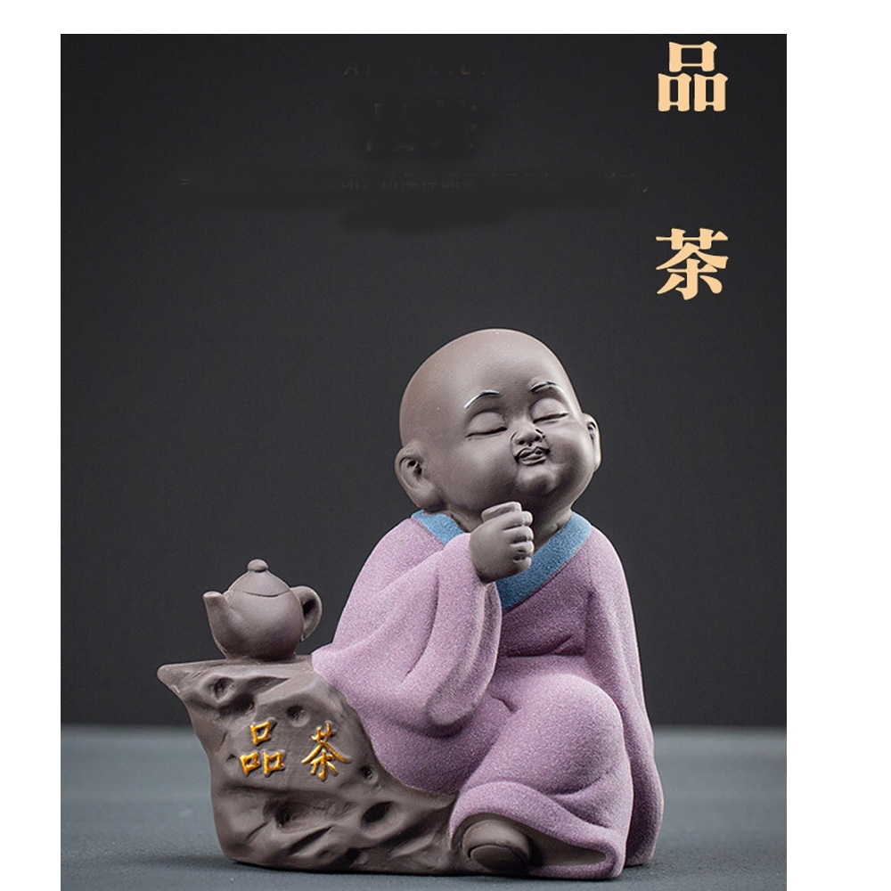 原藝坊 紫沙陶瓷 愜意人生小沙彌茶寵(四款選一)