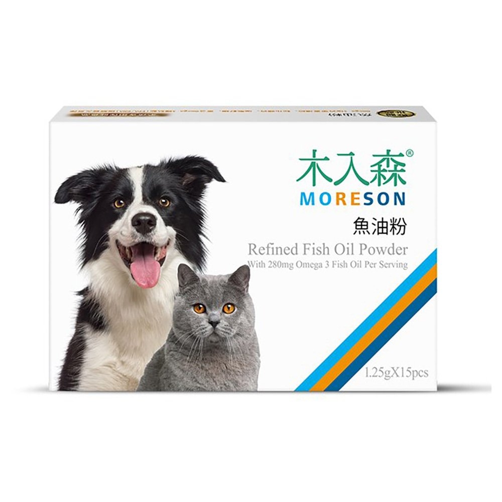 木入森®MORESON-魚油粉 1.25公克/包；15包/盒 毛孩專用保健食品 x 2入組(購買第二件贈送寵物零食x1包)