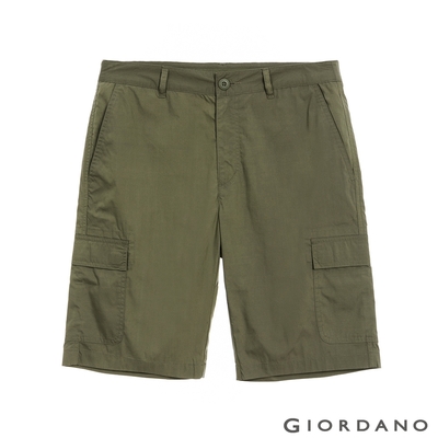 GIORDANO 男裝快乾涼感工裝卡其短褲 - 50 葡萄葉綠