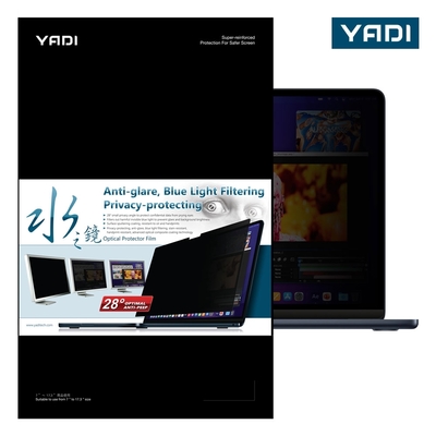 YADI MacBook Air 13 2024/M3/13.6吋/A3113 磁吸防窺保護貼 水之鏡【防窺視、濾藍光、抗眩光、磁吸可拆】