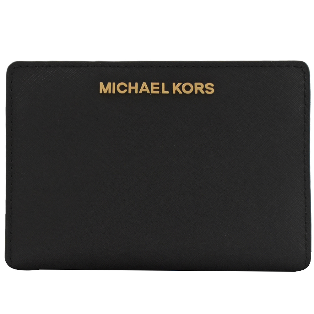 MICHAEL KORS JET SET對開扣式零錢短夾(黑)