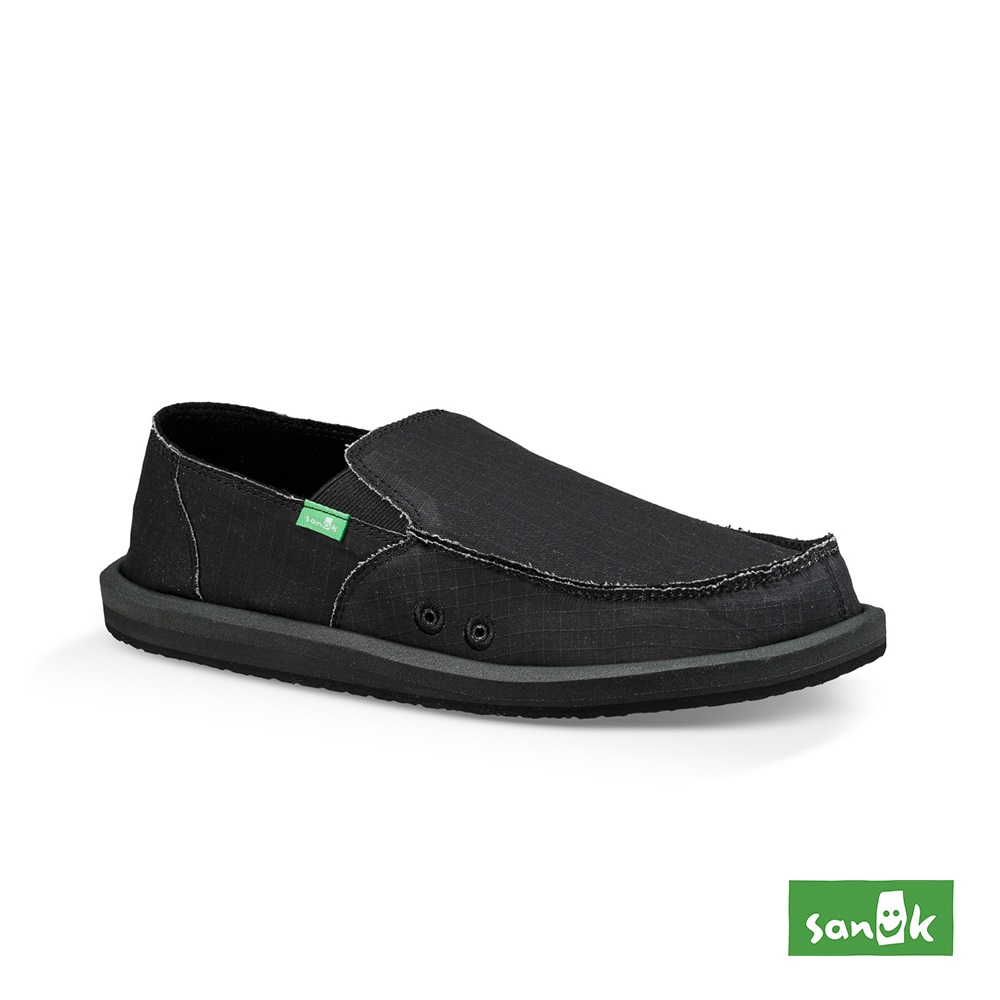 SANUK VAGABOND CHILL 復古格紋內刷毛寬版懶人鞋-男款(黑色)1094598 BLK