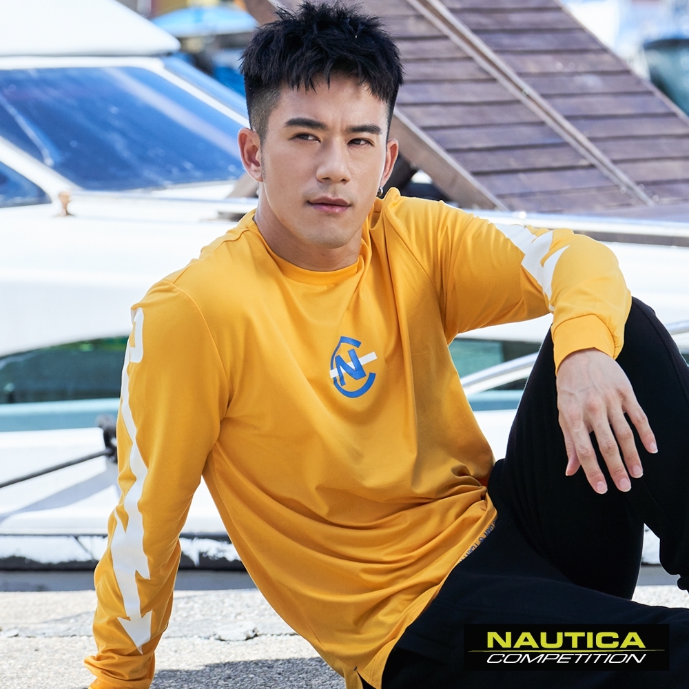 Nautica JR紀言愷聯名款閃電LOGO長袖T恤-黃