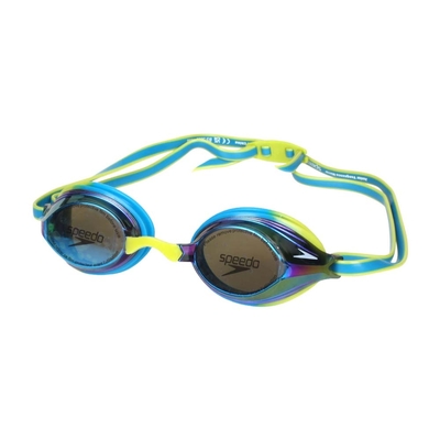 SPEEDO VENGEANCE MIRROR 兒童競技鏡面泳鏡-抗UV 游泳 SD811325G799 深藍萊姆綠