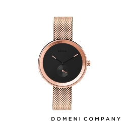 DOMENI COMPANY 經典系列 316L不鏽鋼小秒針錶 玫瑰金錶帶 -黑/32mm