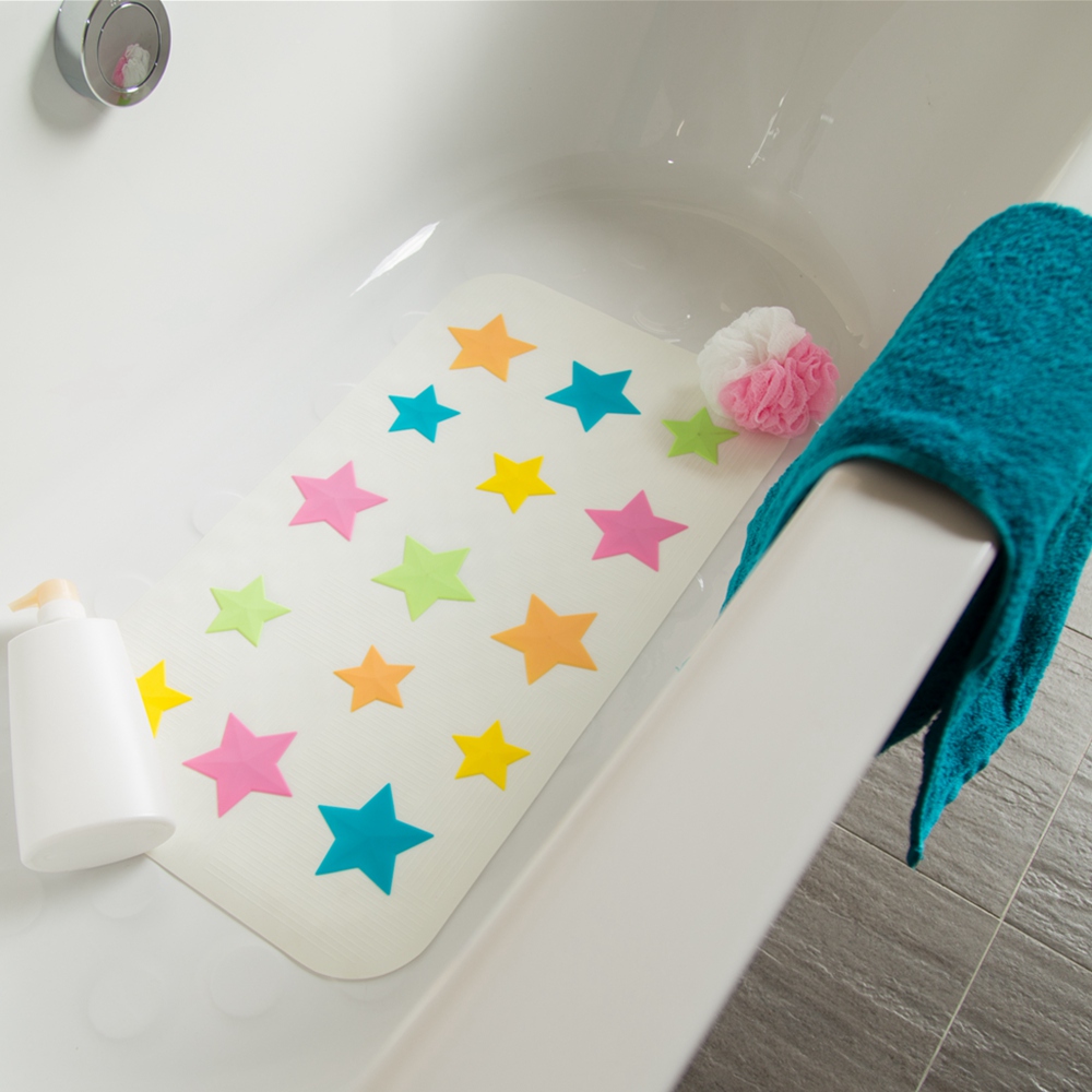 vanibaby浴室防滑墊/浴盆止滑墊 (立體圖案超強吸力)--粉彩星星