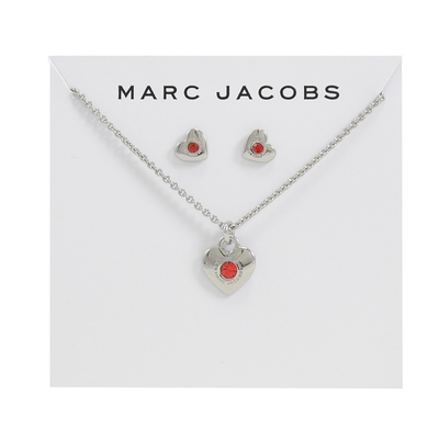 MARC JACOBS 鑲嵌水鑽心型飾品組(亮銀)